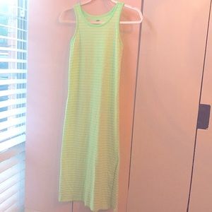 Green and white dress